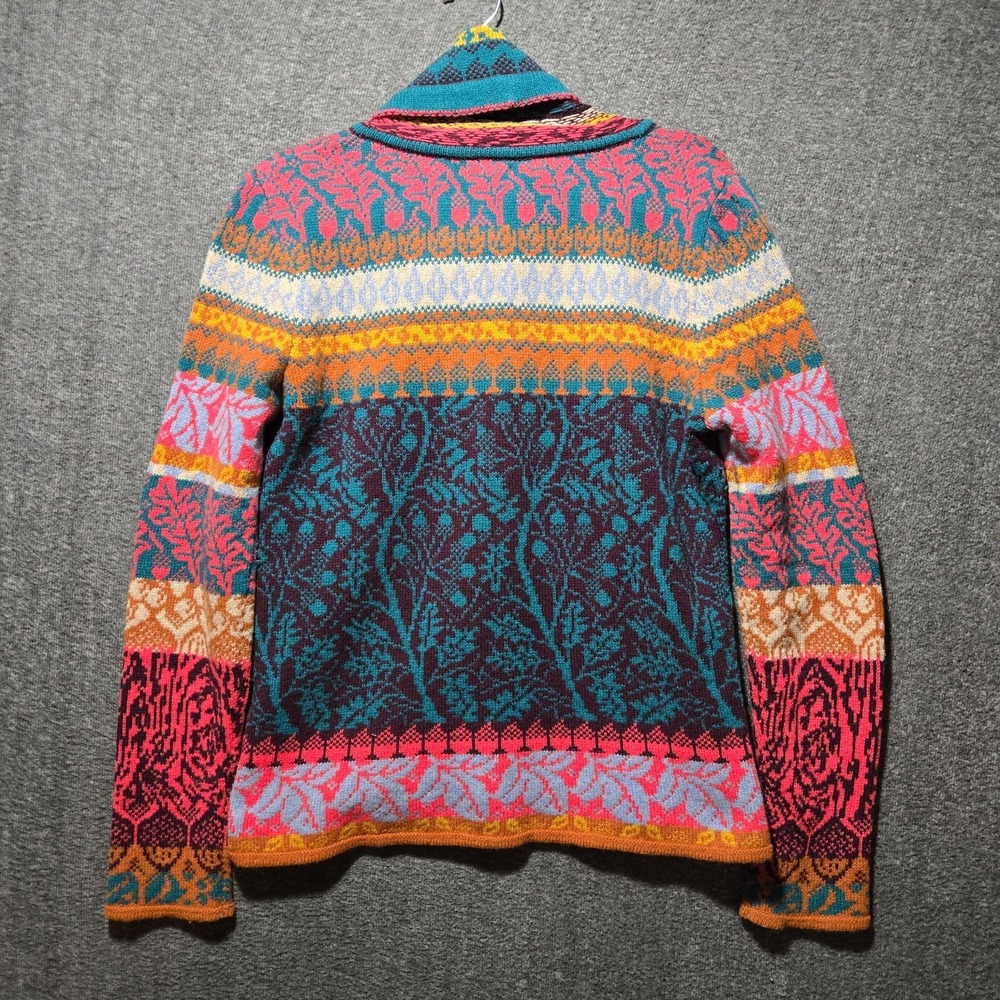 IVKO WOMENS Wool Collar Cardigan Sweater SZ 40 Med Knit Forest Motifs Jacket - Picture 9 of 10